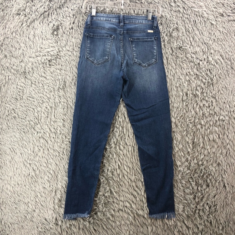 KanCan Jeans Womens Size 5 Distressed Raw Hem Button Ankle Skinny Whiskered
